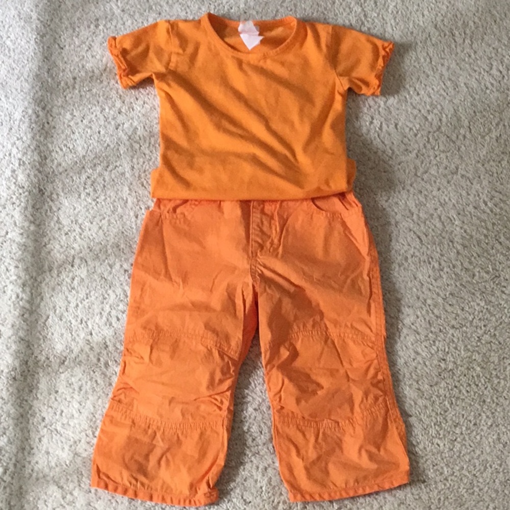 Oilily Tangerine Bright Orange Kids Top & Capri Pants Set Outfit